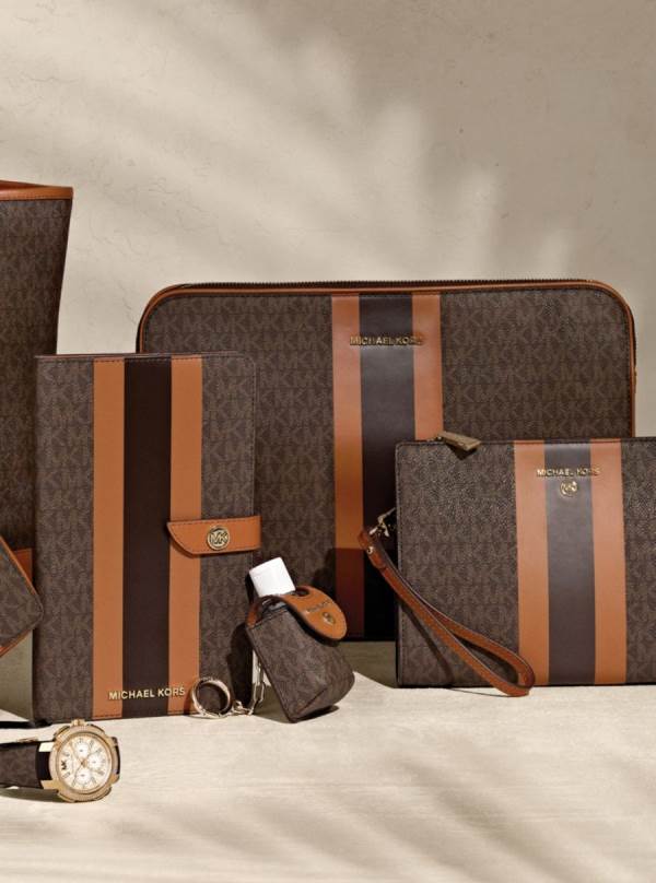 Damske Spojková Taška Michael Kors Jet Set Logo Stripe 13 Inch Laptop Case Čokoláda Žlté - Kabelky Michael Kors Vypredaj | VAOUY-7953